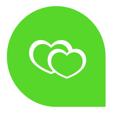 Poster - A Symbol of Shared Affection Two Green Hearts Intertwined Within a Rounded Speech Bubble Representing Connection Communication and the Expression of Warmth in Digital Interactions
