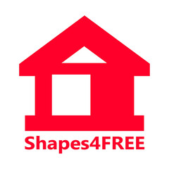 Poster - Crimson Home Icon with Shapes4FREE Text on Transparent Backdrop Symbolizing Design Resources and Creative Assets for Graphic Projects and Digital Art Creation