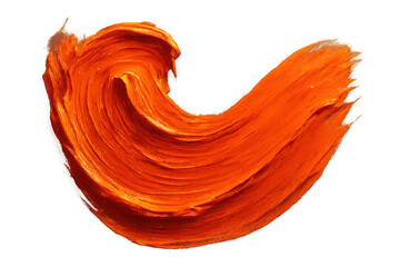 Poster - Bold orange paint stroke isolated on transparent background, vibrant swirl