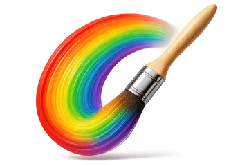 Poster - Paintbrush creating a vibrant rainbow trail isolated on transparent background