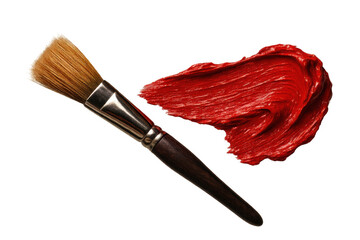 Poster - Paint brush with red paint stroke isolated on transparent background art