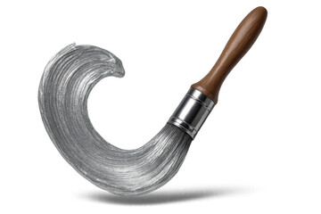 Poster - Paintbrush with silver paint stroke isolated on transparent background, art