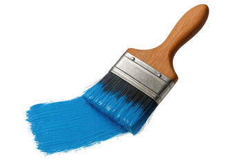 Poster - Paint brush with blue paint stroke isolated on transparent background, studio shot