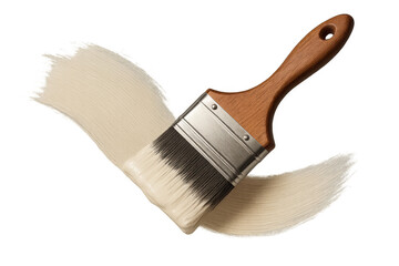 Poster - Paintbrush with beige paint isolated on transparent background, detailed shot