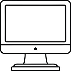 desktop computer icon line art vector illustration on transparent background	
