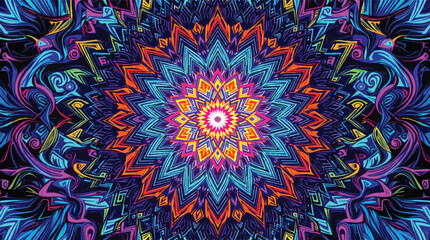 Poster - Colorful mandala artwork with intricate geometric patterns and abstract floral elements.