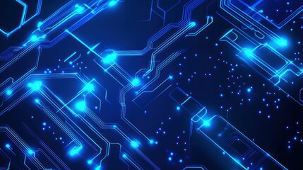 Poster - Abstract glowing blue circuit design