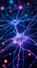 Poster - Abstract Neural Network Illustration with Glowing Connections and Synapses for Science