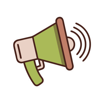 Green megaphone sound waves announcement communication