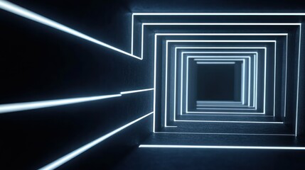 Poster - Abstract futuristic tunnel with glowing lines