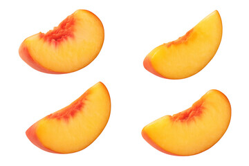 Poster - Four peach slices rotating on transparent background, perfect for healthy eating and summer projects