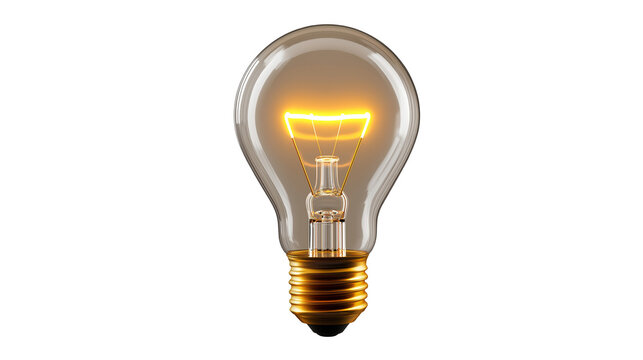 3D lightbulb icon glowing, symbol of innovation, isolated on transparent background, PNG