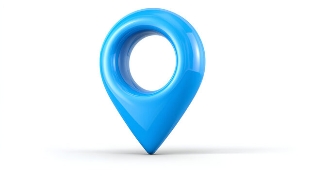 3d blue location map pin pointer icon isolated on white background. 