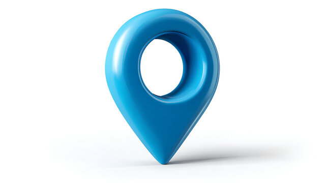 3d blue location map pin pointer icon isolated on white background. 