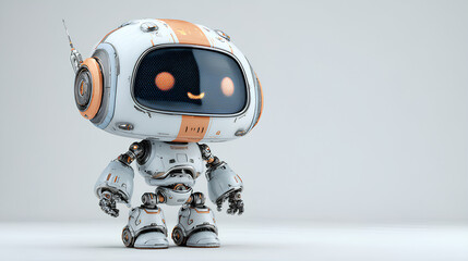 Fototapete - 3D graphics of AI robot character standing at attention with smiling face Stock Illustration