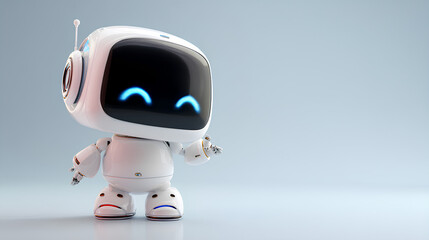 Fototapete - 3D graphics of AI robot character standing at attention with smiling face Stock Illustration