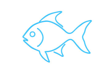 Poster - Stylized blue neon fish silhouette glowing against transparent backdrop, highlighting contemporary digital graphic design aesthetic
