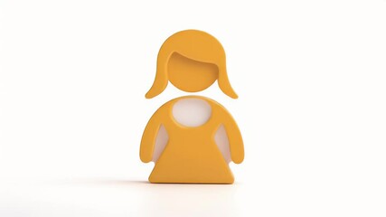 Poster - 3D Woman Icon Animation: Golden Figure Rotating on White Background