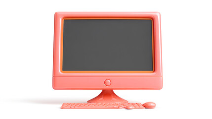 Poster - Computer monitor 3d rendering isolated on white background. Cartoon plastic style icon Stock Illustration