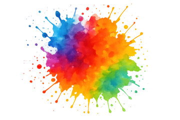 Poster - Watercolor splash spreading vibrant colors, blending dynamic hues across transparent surface with artistic fluidity