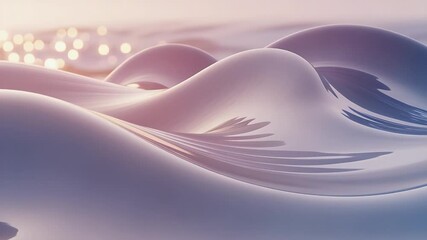 Poster - Serene Flow: A mesmerizing display of undulating, liquid forms and soft bokeh light, conveying a sense of fluidity, tranquility, and futuristic aesthetics. 