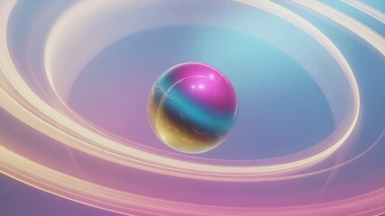 Poster - Abstract Sphere in Dynamic Energy: A vibrant, multi-hued sphere levitates at the center of a swirling vortex of energy, emanating motion and a sense of futuristic design.