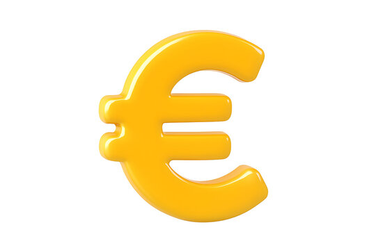 Shiny, golden Euro symbol in 3D rendering against a black background