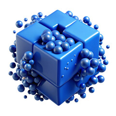 Aufkleber - Abstract 3d render of blue cubes and spheres against a dark black background
