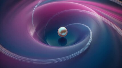 Poster - Celestial Orbit: A captivating visualization of a celestial body at the center of swirling cosmic energy, in a mesmerizing display of cosmic motion and color.