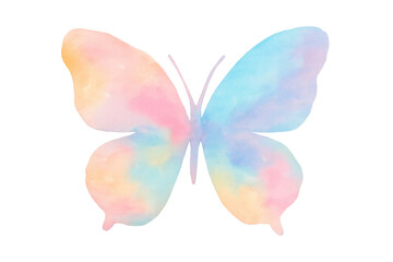 Poster - Delicate watercolor butterfly spreading soft pastel wings, floating against transparent backdrop, enhancing artistic graphic design compositions