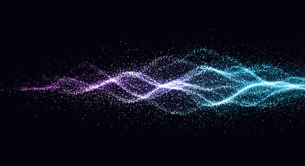 Poster - Abstract digital wave background with flowing particles and vibrant colors
