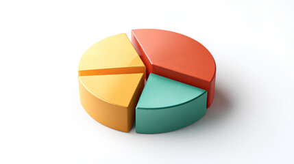 Poster - Pie chart icon on white background  - 3d illustration Stock Illustration