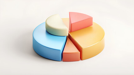 Poster - Pie chart icon on white background  - 3d illustration Stock Illustration