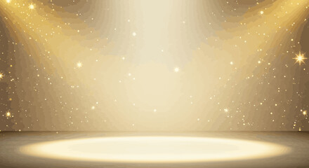Poster - Golden illuminated stage backdrop with sparkling glitter for awards and celebration