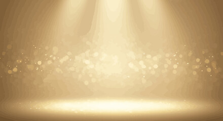 Poster - Elegant golden stage background with spotlights and sparkling dust effect design