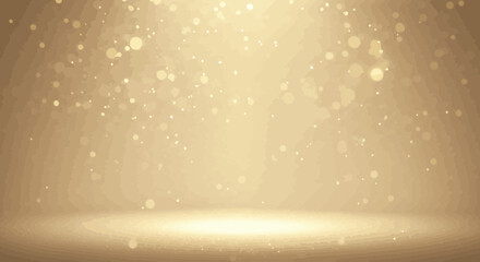 Poster - Elegant golden light stage with falling glitters and sparkling effect background