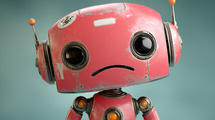 Fototapete - Sad expression AI robot character 3D graphics Stock Illustration