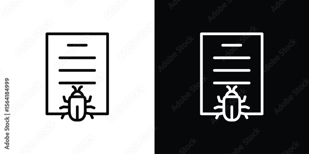Bug report icons in line style. Editable black and white strokes Stock ...