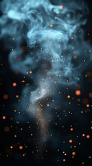 Wall Mural - a mesmerizing abstract background featuring swirling smoke and glowing golden particles against a da