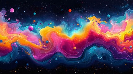 Wall Mural - a stunning vibrant abstract depiction of space, featuring colorful swirls and cosmic elements agains