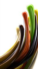 Poster - Colorful abstract lines flow elegantly on a white background, highlighting various hues