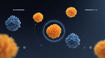 Poster - Colorful Abstract Representation of Microscopic Particles on a Dark Background for Science and Technology Themes