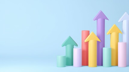 Poster - Colorful 3D Graphs Indicating Growth and Progress in a Bright Minimalist Setting
