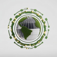 Poster - Digital globe with green elements representing sustainability and technology in a modern design for eco-friendly concepts