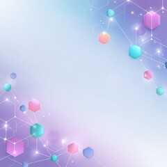 Poster - Abstract geometric background with digital shapes, hexagons and connected dots in pastel colors providing a modern technology feel