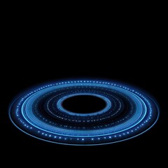 Poster - Futuristic Blue Circular Light Structure with Glowing Effects on a Black Background for Design and Technology Concepts
