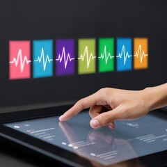 Aufkleber - Modern Digital Health Monitoring with Touchscreen Interface and Heart Rate Visualization in Vibrant Colors