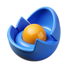 Aufkleber - 3d rendered illustration of a conceptual blue flower with an orange sphere core