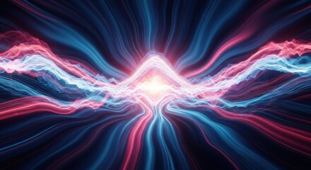 Poster - Abstract Background of Glowing Energetic Waves and Light Particles