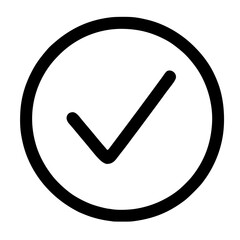 Poster - Outline Handdrawn Circle Checkmark Sign Shape Icon Simple Element